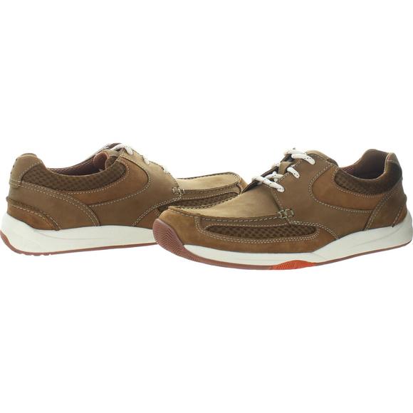 Clarks Mens Langton Lane Tan Leather Fitness Trainers Sneakers Athletic NWT - Picture 3 of 3